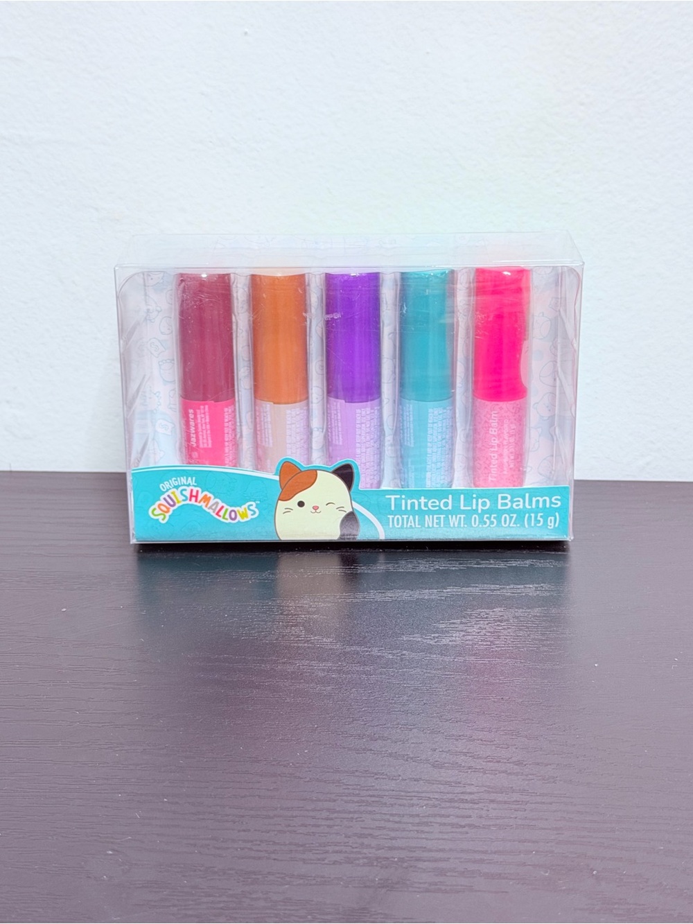 Squishmallows Tinted Lip Balm 6-Pack — Pink, Orange, Purple, Teal, Red, Mauve